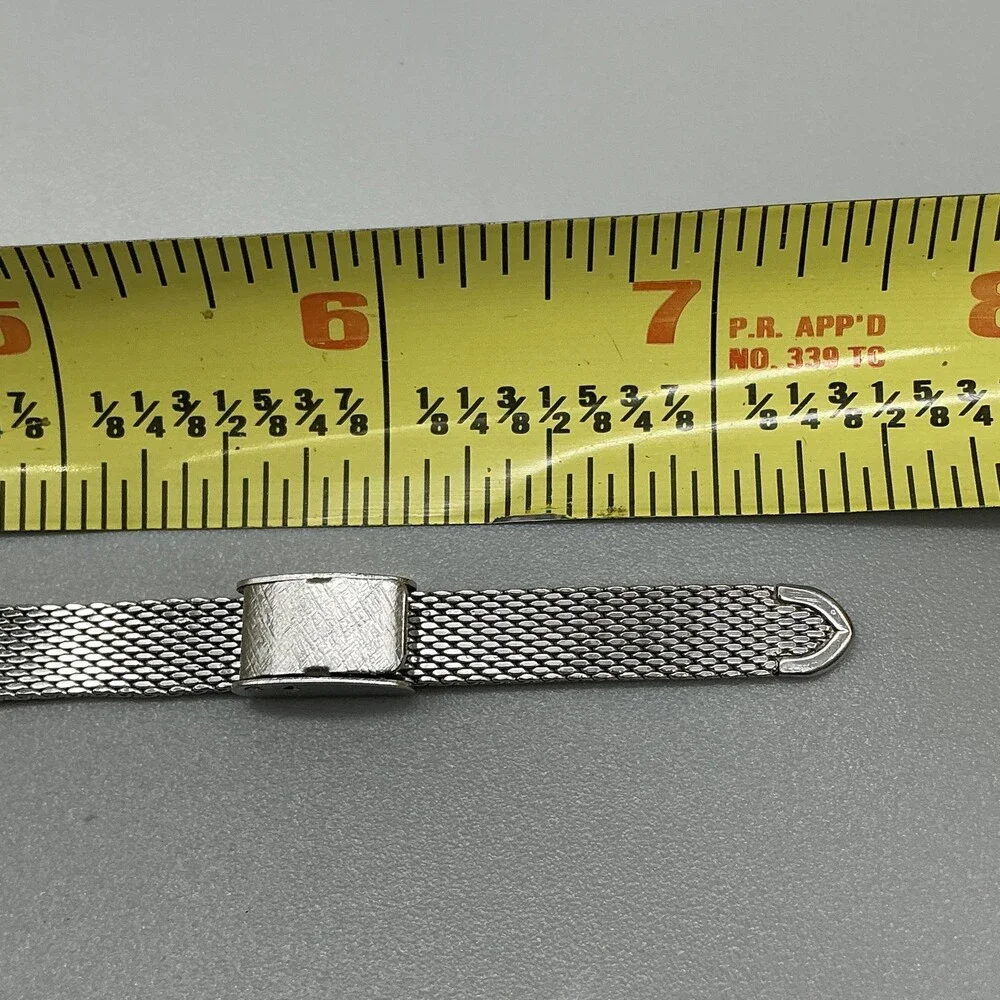 Vintage Elgin Womens Watch 16mm Silver Dial Mesh Band Manual Wind 10K RGP